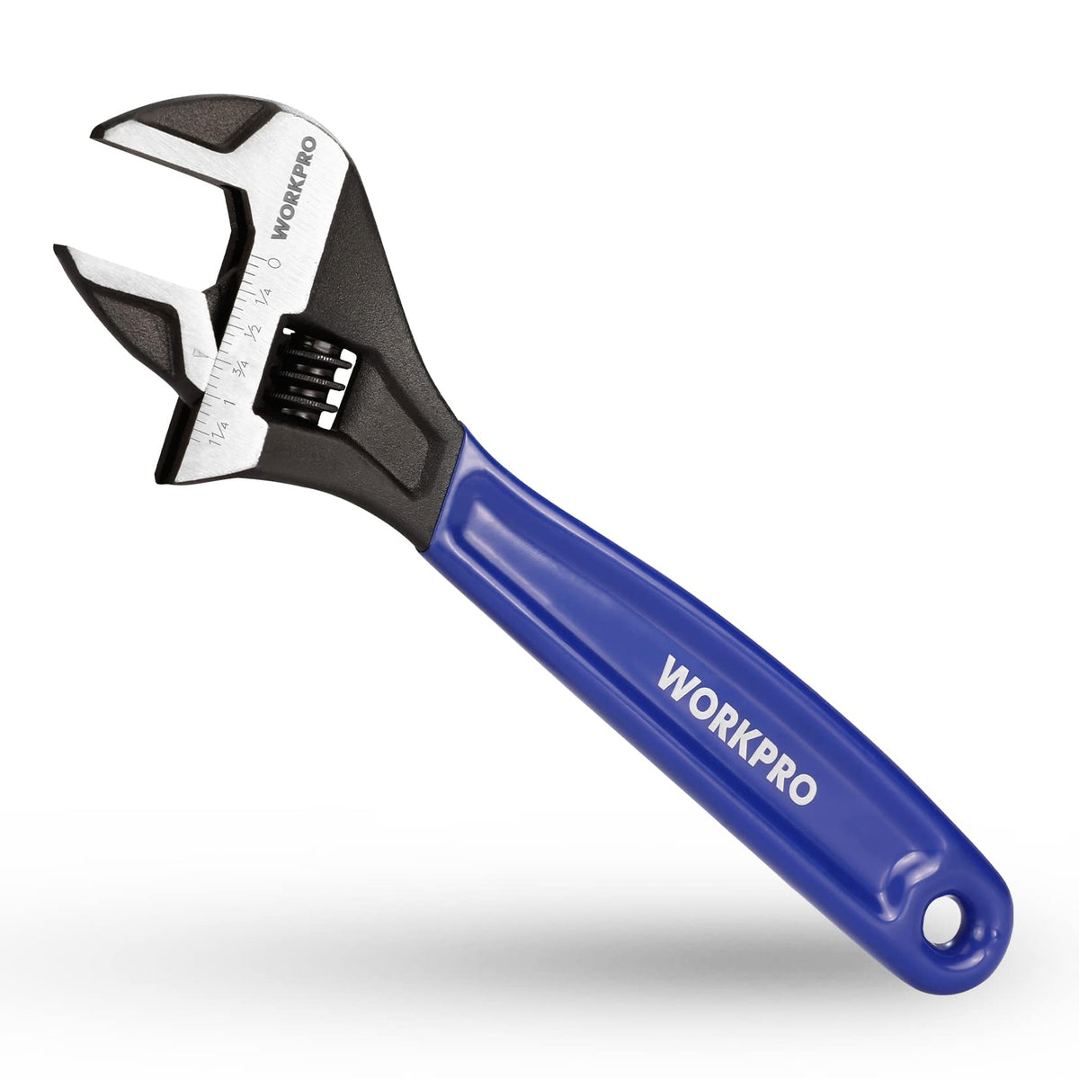 Workpro 10-inch adjustable wrench with wide jaw for heavy-duty fasteners