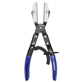 WORKPRO 10-Inch Ratcheting Hose Pinch Off Pliers with closed jaws for secure hose clamping and leak prevention.