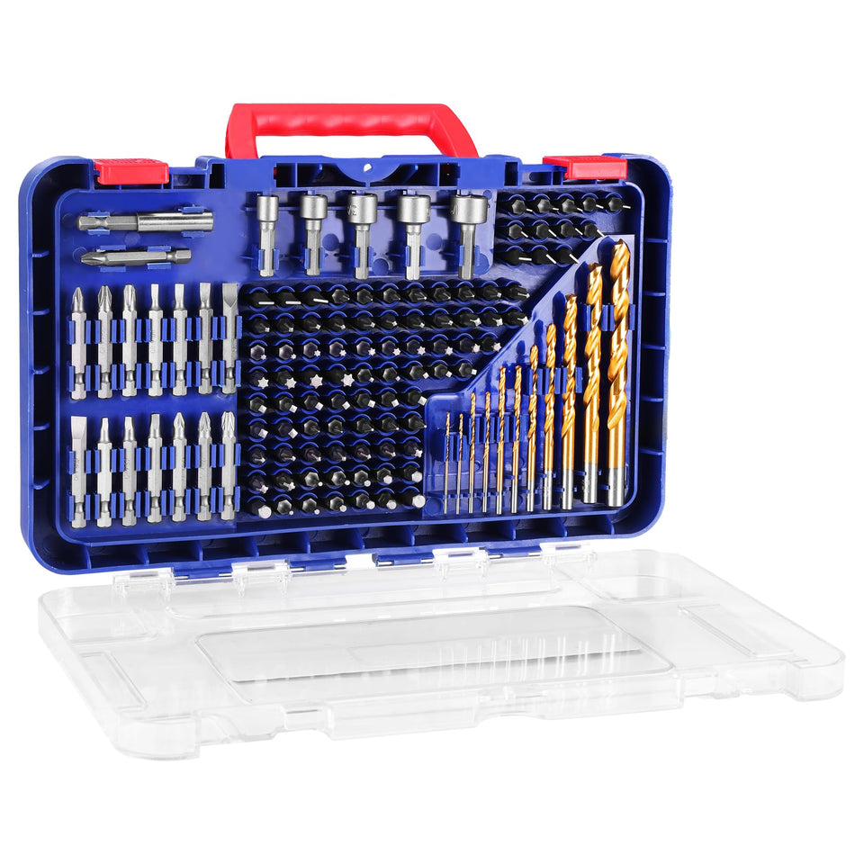 WORKPRO 120-piece drill and driver set in storage case for portable DIY projects.
