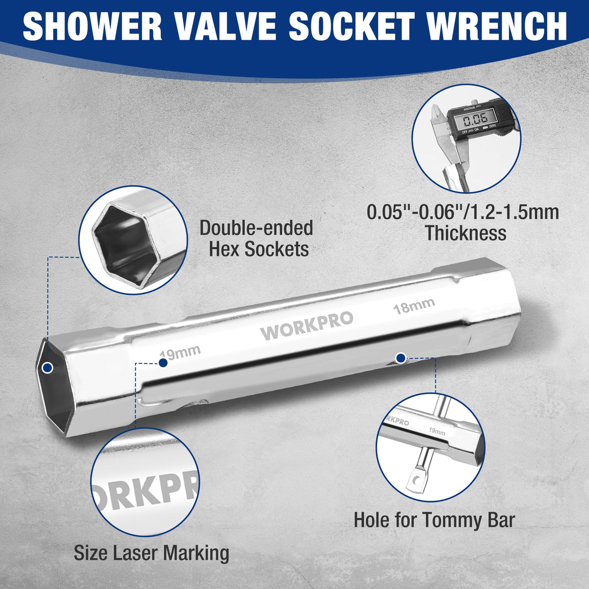 WORKPRO 125mm tommy bar offers extra reach in tight spaces