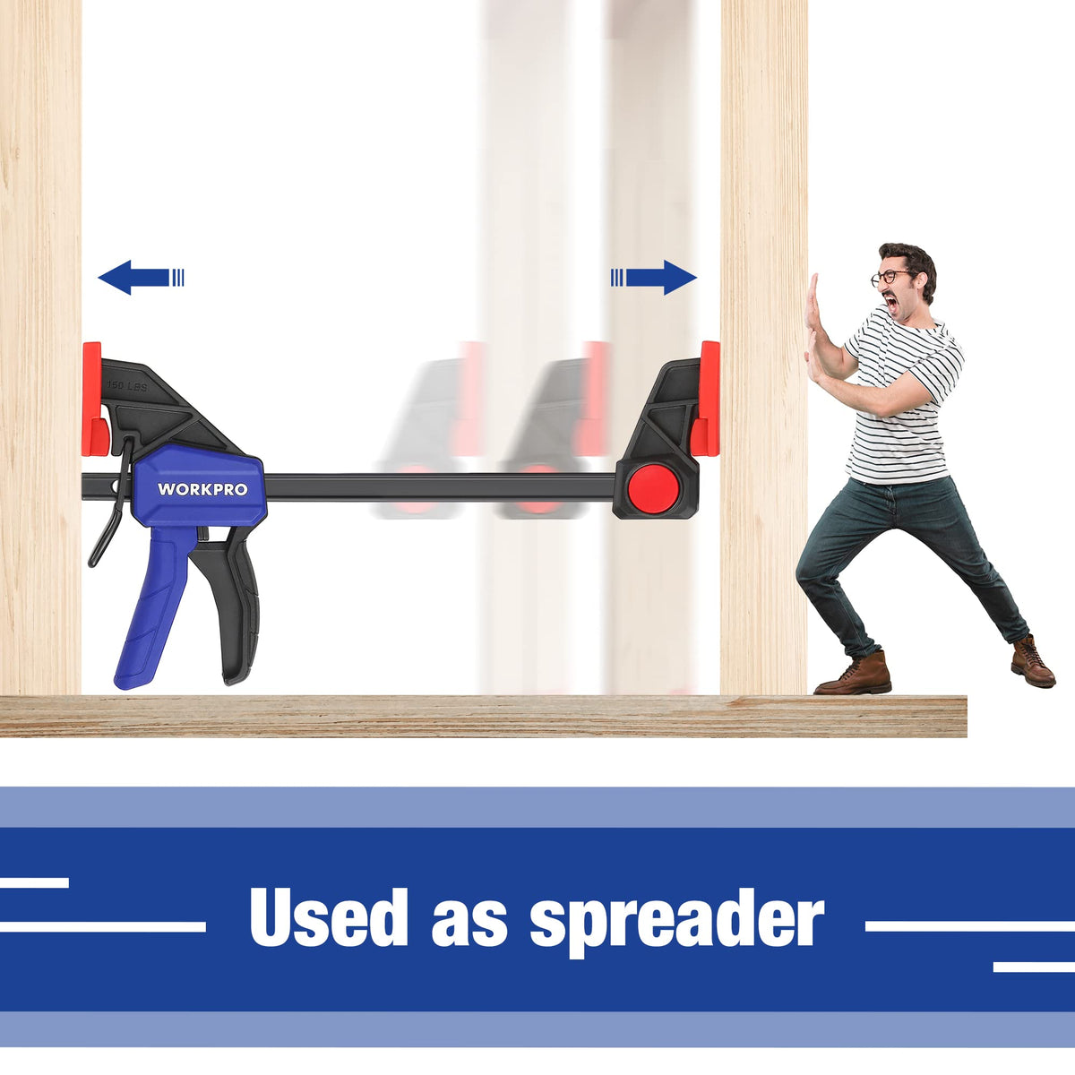 WORKPRO 12-inch bar clamp extended jaw demonstrates strong holding power