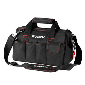 WORKPRO 12-inch bag front view with wide mouth for quick tool access