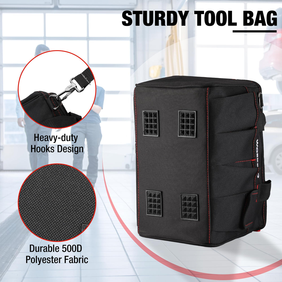 WORKPRO bag mouth opening with internal frame and zipper