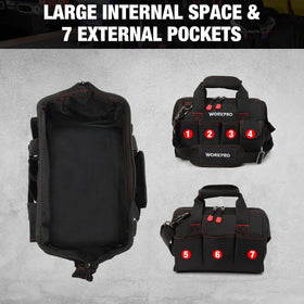 WORKPRO padded handle and adjustable strap for comfortable carry