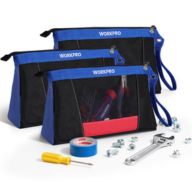 WORKPRO 12in tool pouch with zipper for secure tool storage on-site