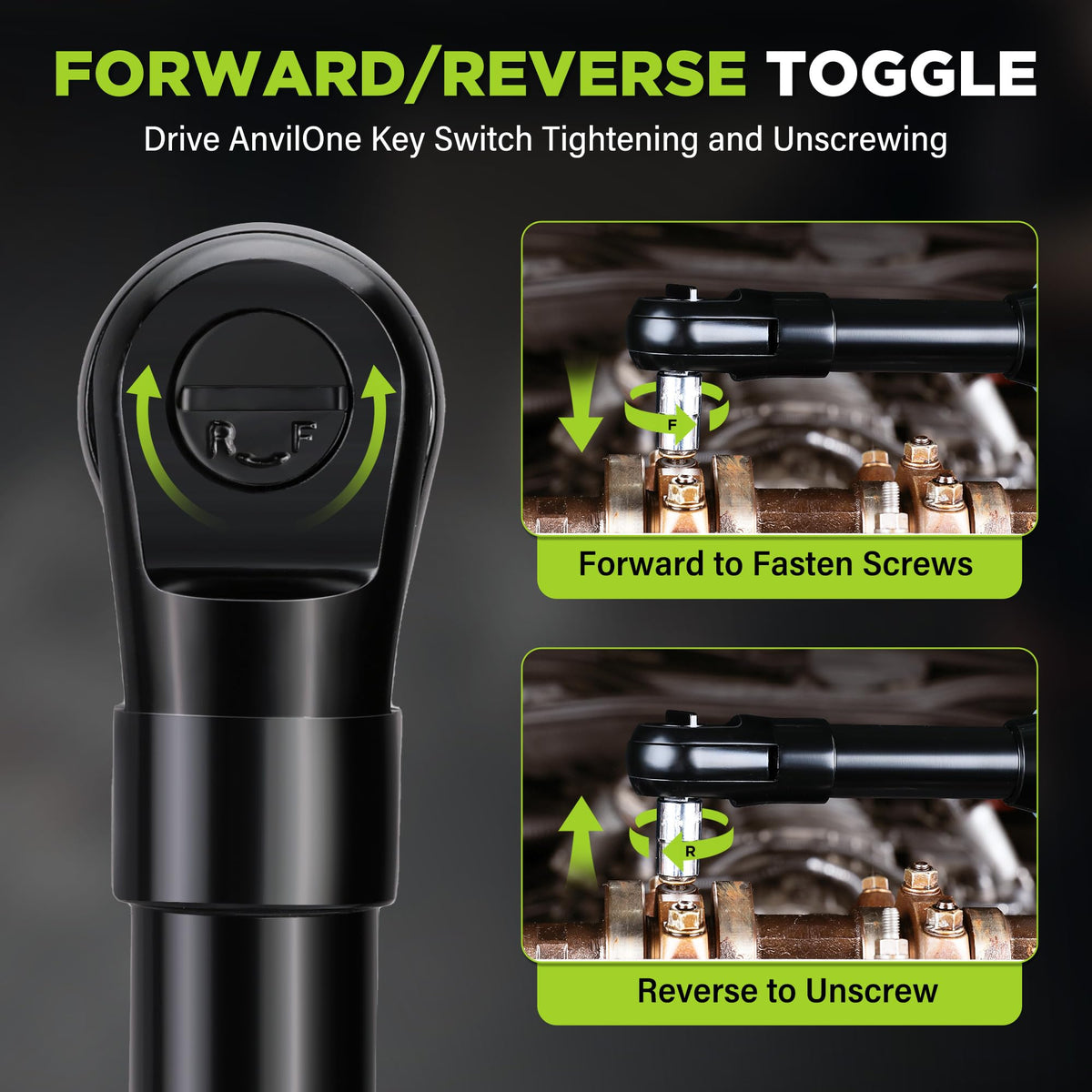 WORKPRO extended-head ratchet reaching recessed bolts with ease