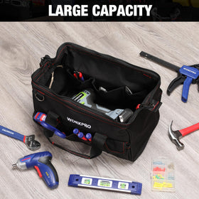 WORKPRO adjustable strap offers hands-free transport and flexibility.