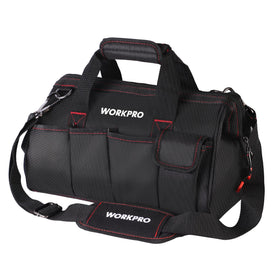 WORKPRO 14-inch tool bag with wide-mouth opening for quick access to tools.