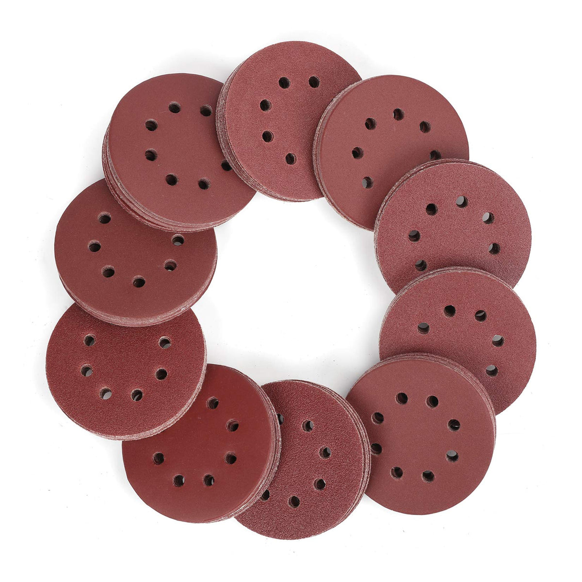 WORKPRO 150-piece sanding discs set with 8-hole back for efficient dust extraction