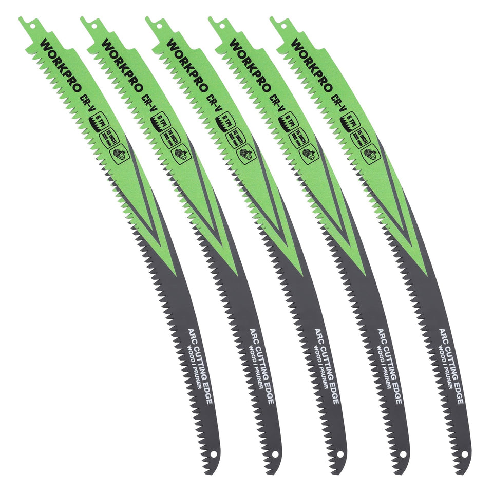 WORKPRO 15-inch blade set packaging shows five durable pruning blades.