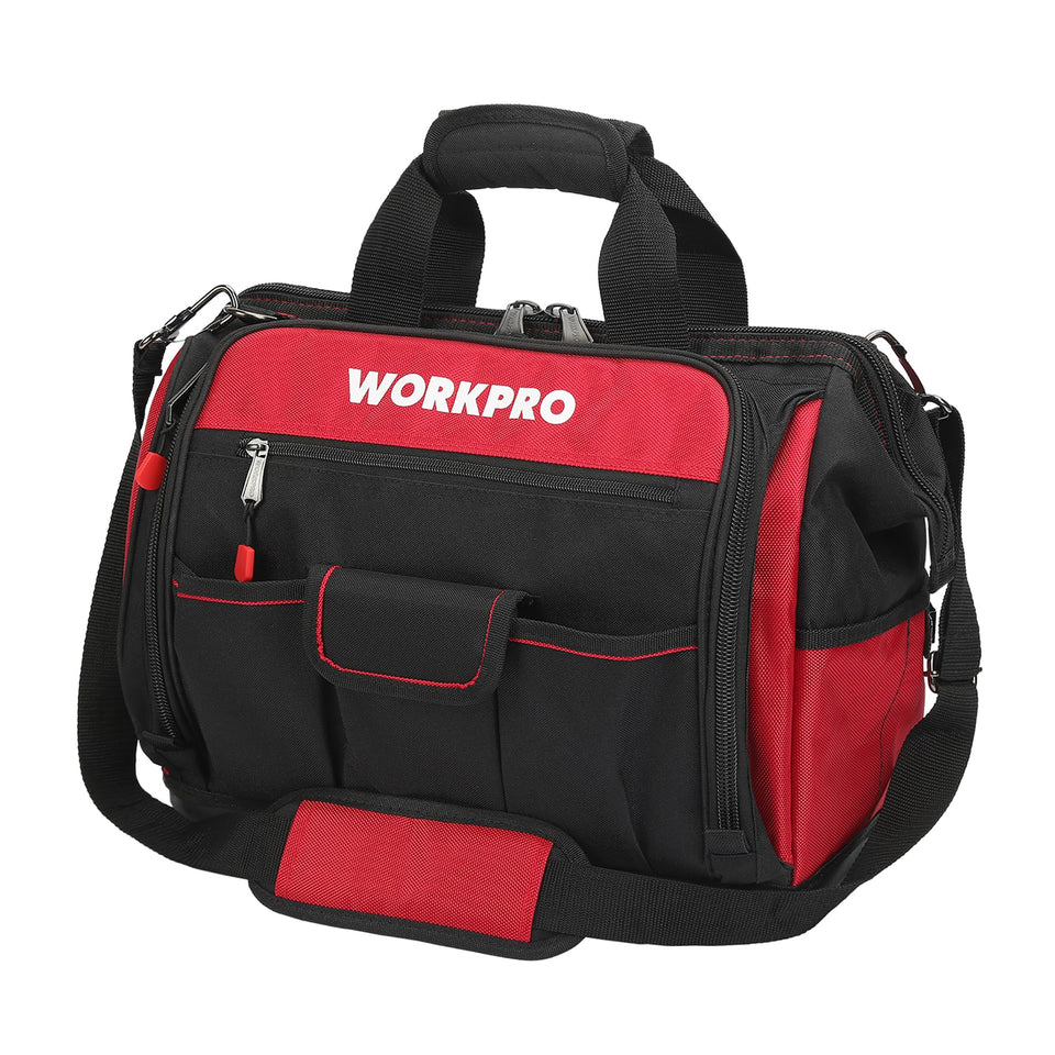 WORKPRO 16-inch tool bag with wide-mouth opening for quick access