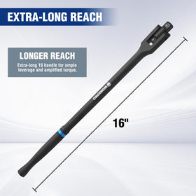 Workpro 16in breaker bar 1-2 drive provides high torque in cramped areas.