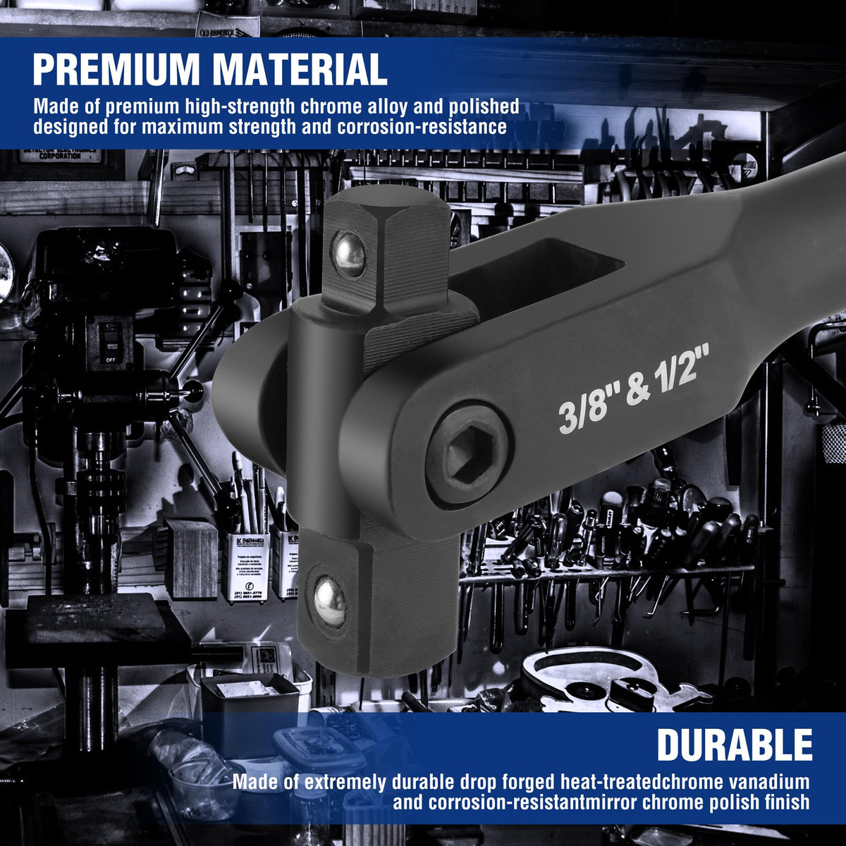 Workpro 16in breaker bar 3-8 drive enables broad socket compatibility for tough jobs.