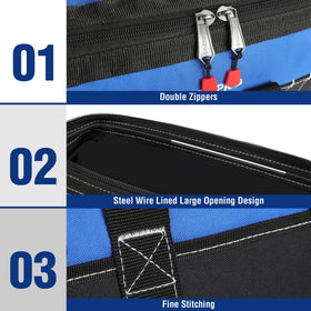 WORKPRO exterior pockets keep accessories with you on the job site.