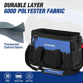 WORKPRO molded-base protects tools from impact on rough floors and damp surfaces.