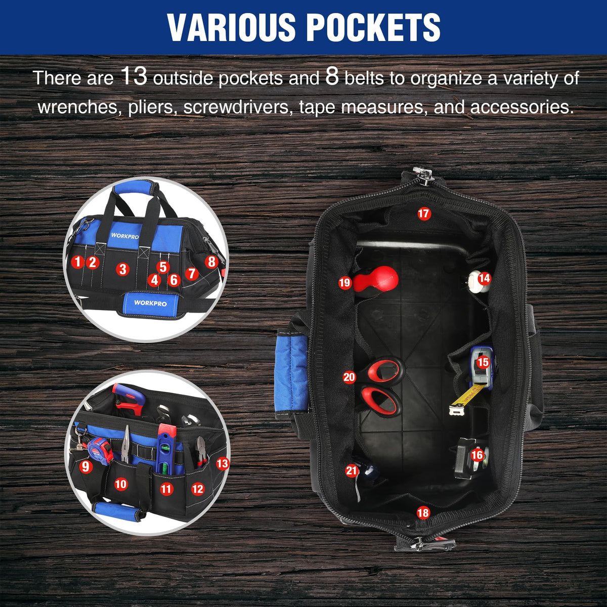 WORKPRO padded-handle transfers heavy loads with comfort during transport.