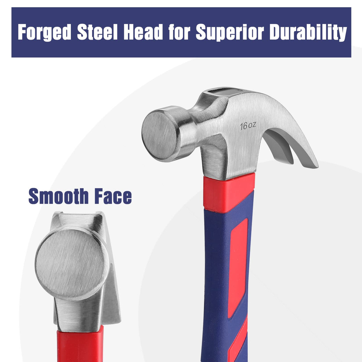 WORKPRO 16 oz claw hammer angled claw enables easy nail removal in tight spaces.