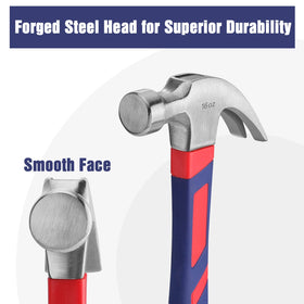 WORKPRO 16 oz claw hammer angled claw enables easy nail removal in tight spaces.