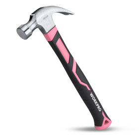 WORKPRO 16 oz claw hammer with fiberglass handle for comfortable, fatigue-reducing use.
