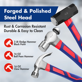 WORKPRO 16oz claw hammer steel head ideal for nail extraction and finishing.