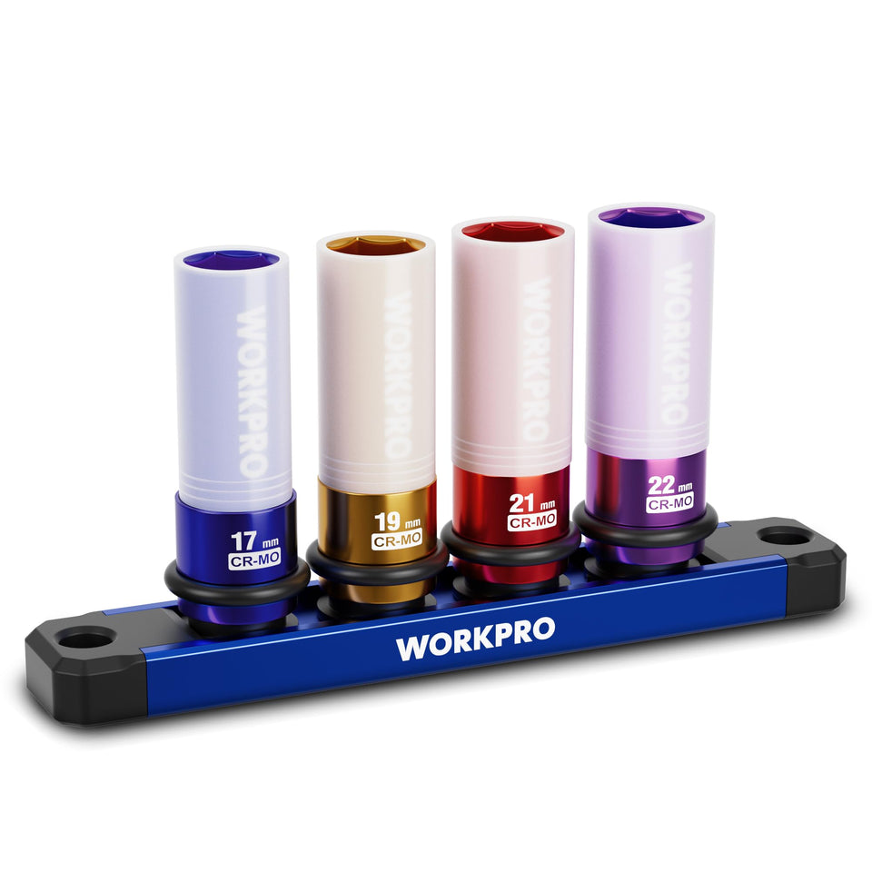 WORKPRO 17mm deep-thin-wall lug nut socket for tight wheel wells and precise lug work