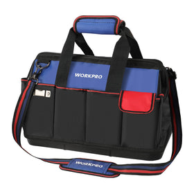 WORKPRO 18-inch tool bag with wide mouth for quick tool access and visibility.