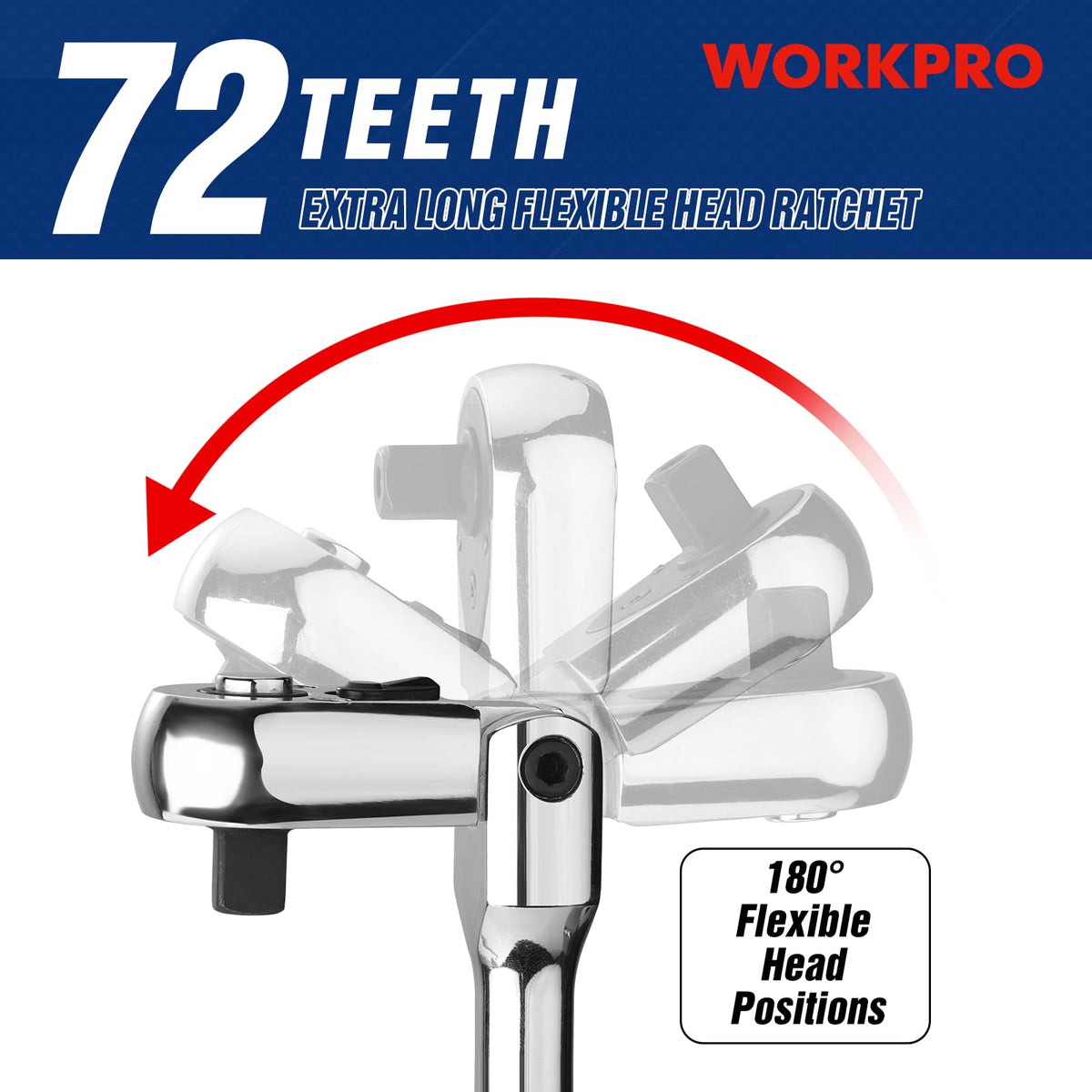 WORKPRO 180-degree flexible head switch for easy forward or reverse operation