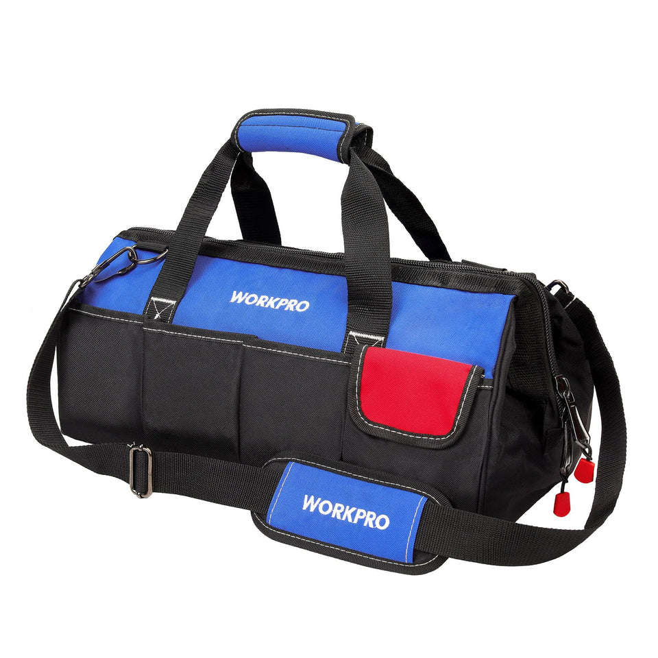 WORKPRO 18-inch tool bag with close-top mouth for fast access.