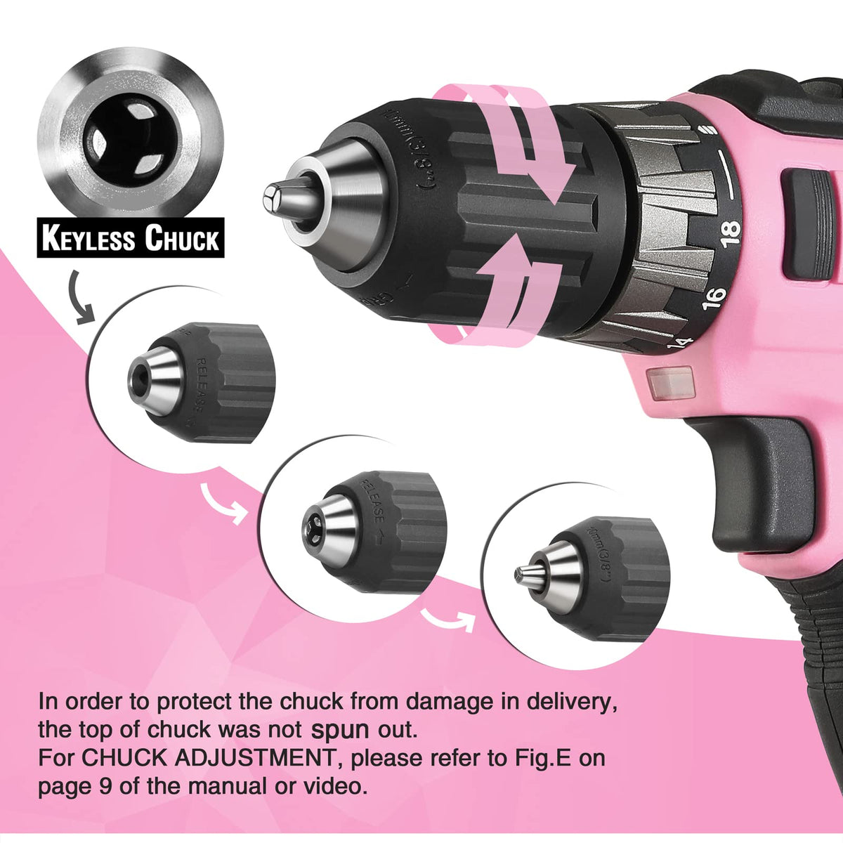 WORKPRO drill torque dial with 18+1 positions for precise control.