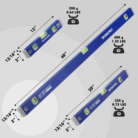 Workpro 20-inch open-top spirit level read from above in tight spaces