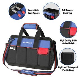 WORKPRO 20-pocket organizer offers ample space to separate tools and accessories.