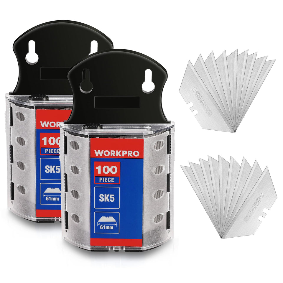 WORKPRO 200-pack blades in dispenser box for quick access and safe storage