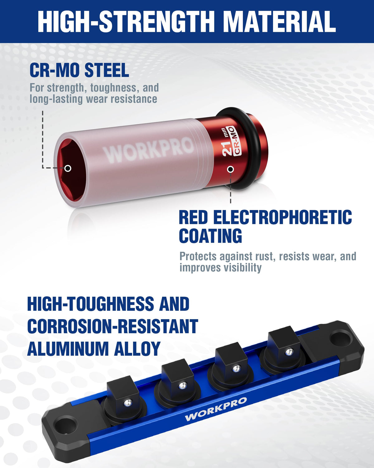 WORKPRO 21mm deep-thin-wall lug nut socket for secure lug nut installation