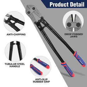 WORKPRO bolt cutter grips provide non-slip comfort for precise, fatigue-free cuts.