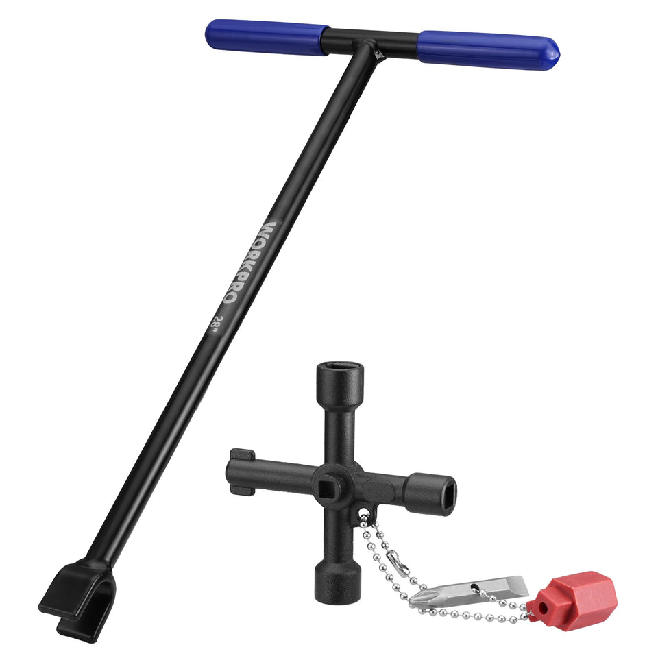 WORKPRO 28-inch water meter key with extended reach for buried curb valves