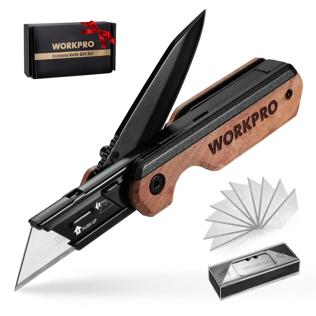 WORKPRO 2-in-1 folding knife compact carry for daily tasks