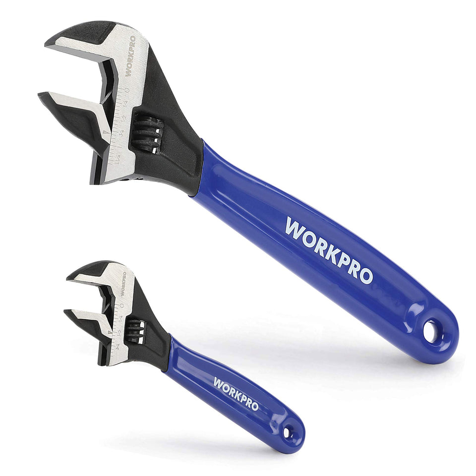 WORKPRO 2-piece adjustable wrenches set for versatile home repairs.