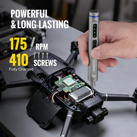 WorkPro 3.7V rechargeable battery enables extended screwdriving sessions.