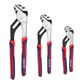 WORKPRO 12-inch groove joint plier for heavy-duty gripping in plumbing tasks.