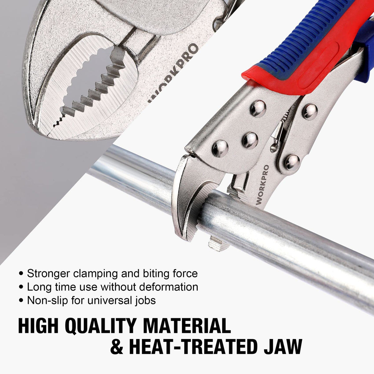 WORKPRO 6.5-inch long nose locking pliers with precision reach in tight spaces