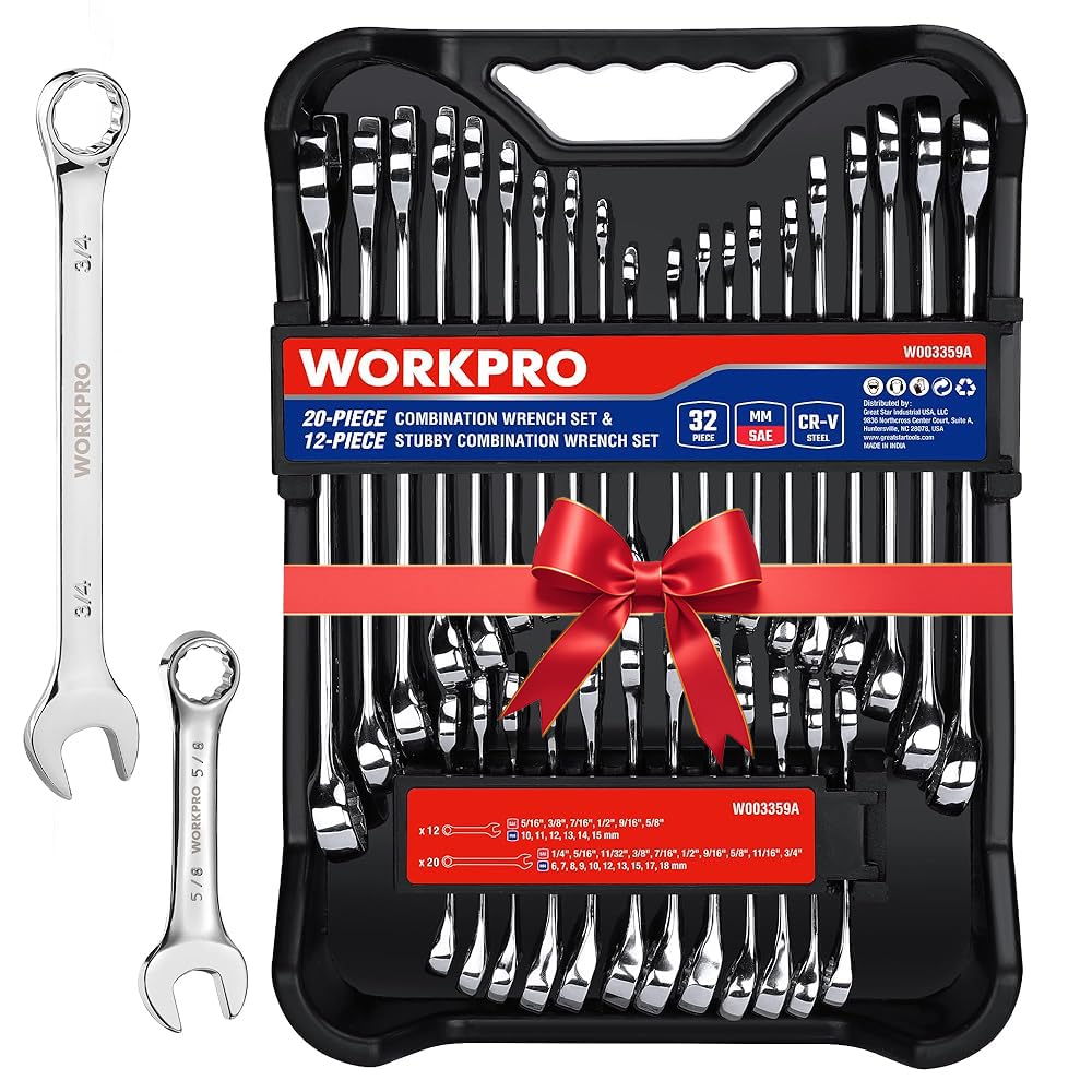 WORKPRO 32-piece wrench set in organizer tray for easy access