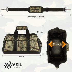 WORKPRO tool bag demonstrates 33-pound load capacity with heavy tools.
