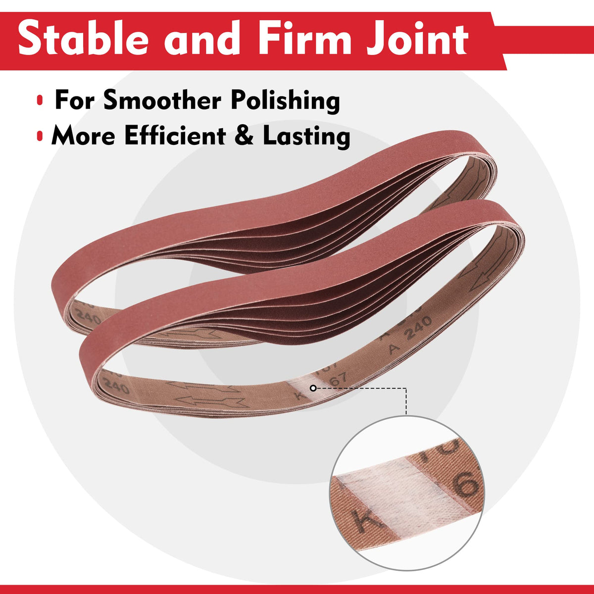 WORKPRO 180 grit sanding belt for deburring and prep before finishing