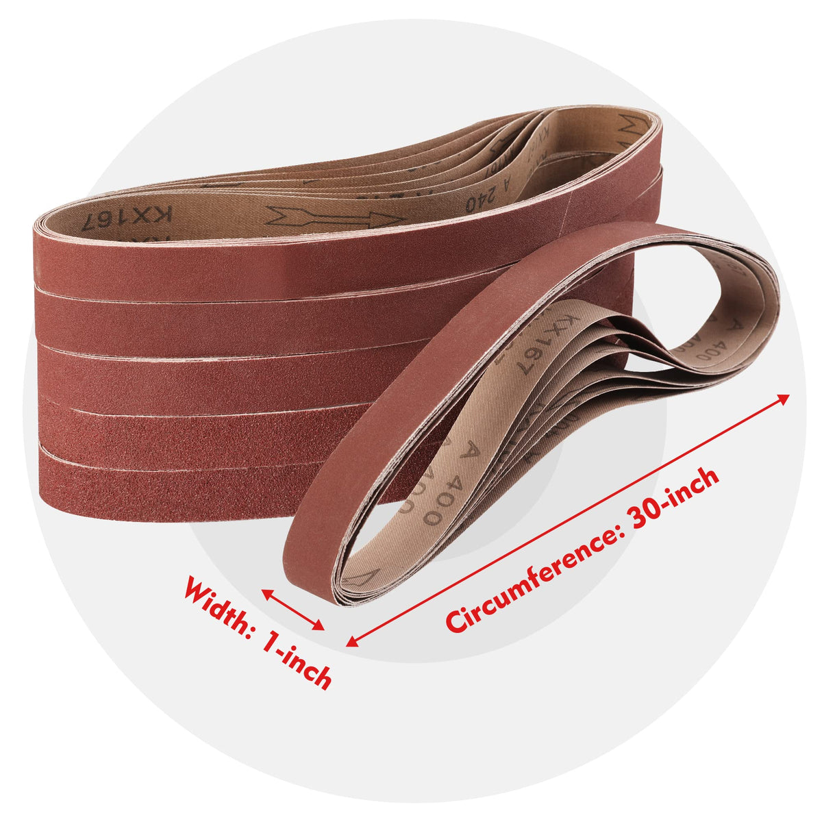 WORKPRO 240 grit sanding belt for smooth final passes on cabinets and hardware