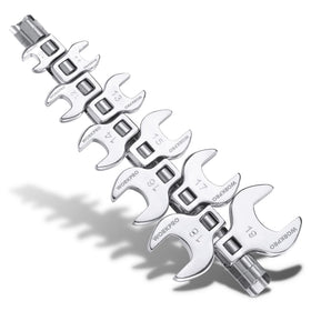 WorkPro 3/8-drive crowfoot wrench set with organizer for quick, organized automotive work.