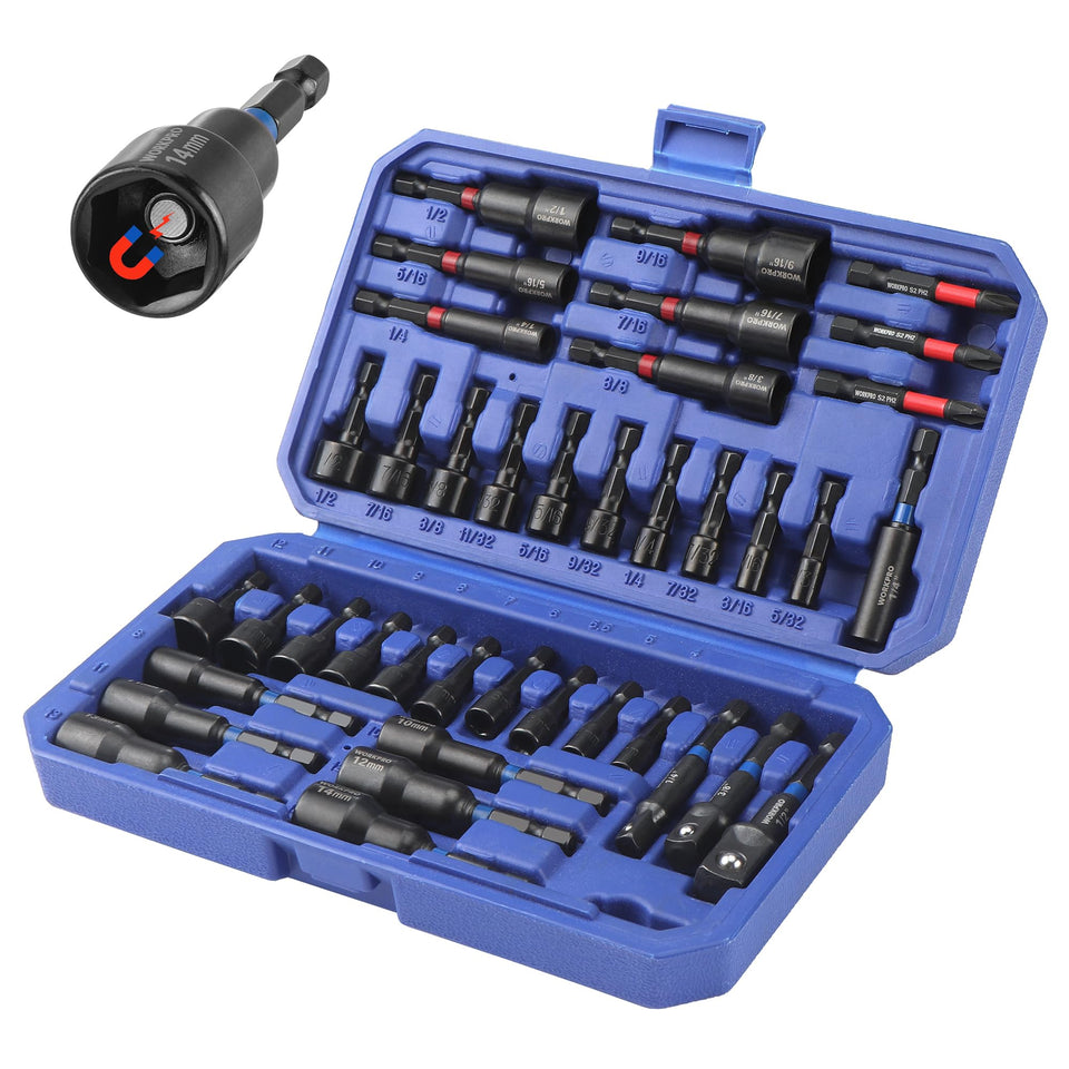 WORKPRO 39-piece magnetic nut driver set case keeps tools organized and ready