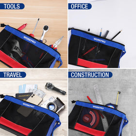 WORKPRO 3pc tool pouch set arranged for versatile storage