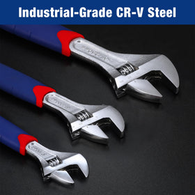 WORKPRO 3-piece adjustable wrench set with 6-inch focus for tight spaces.