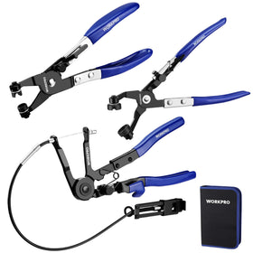 WORKPRO 3-Piece Hose Clamp Pliers Set with Pouch for easy removal in tight spaces.