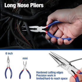 WORKPRO 4-1/2-inch long-nose pliers close-up for detailed trimming